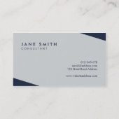 Carte De Visite Entreprise moderne bleu foncé et gris clair (Dos)