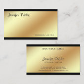 Carte De Visite Entreprise Moderne Élégant Noir et Or Plaine (Devant / Derrière)