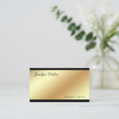 Carte De Visite Entreprise Moderne Élégant Noir et Or Plaine (Debout devant)