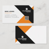 Carte De Visite Entreprise moderne et professionnel Orange & Noir (Devant / Derrière)