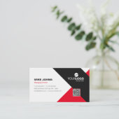 Carte De Visite Entreprise moderne et professionnel rouge et noir (Debout devant)