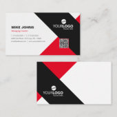 Carte De Visite Entreprise moderne et professionnel rouge et noir (Devant / Derrière)