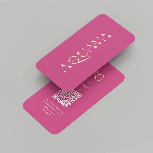 Carte De Visite Entreprise moderne Monogramme Or Initiales rose