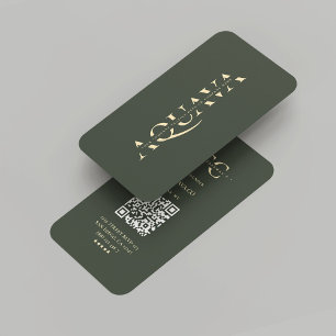 Carte De Visite Entreprise moderne Monogramme Vert foncé Or