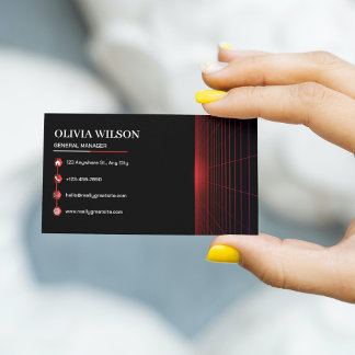 Carte De Visite Entreprise Moderne Noir et Rouge Minimaliste Éléga