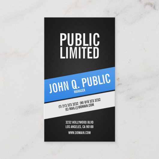 Carte De Visite Entreprise moderne Noir Professionnel (Devant)