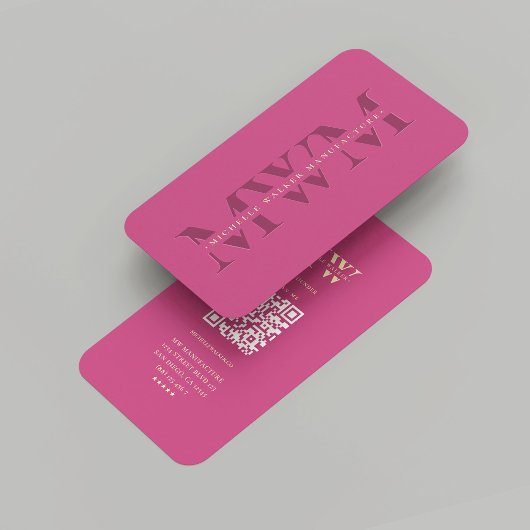 Carte De Visite Entreprise moderne Pink Monogramme Marketing