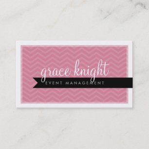 Carte De Visite ENTREPRISE moderne simple chevron rose rose