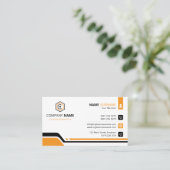 Carte De Visite Entreprise Orange et Blanc Propre et Moderne (Debout devant)