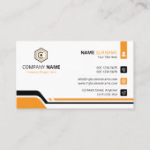 Carte De Visite Entreprise Orange et Blanc Propre et Moderne (Devant)