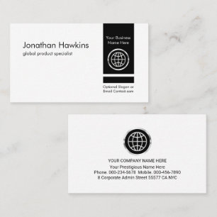 Carte De Visite Entreprise Privée Minimaliste Verticale Rétro Noir
