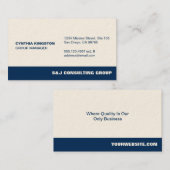 Carte De Visite Entreprise professionnelle écru bande bleue (Devant / Derrière)