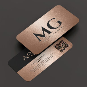 Carte De Visite Entreprise professionnelle Monogram Rosegold Moder