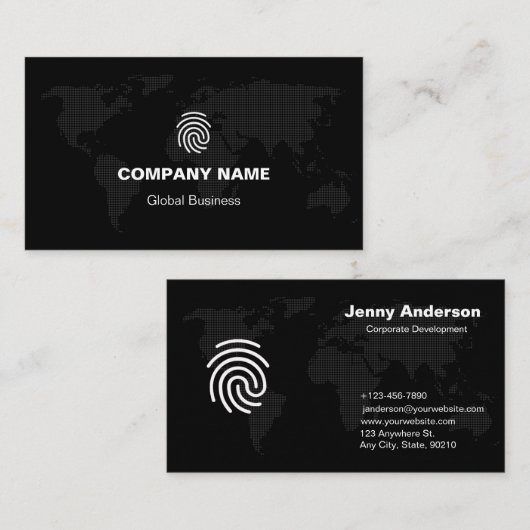 Carte De Visite Entreprise simple de marque personnalisée en noir (Devant / Derrière)