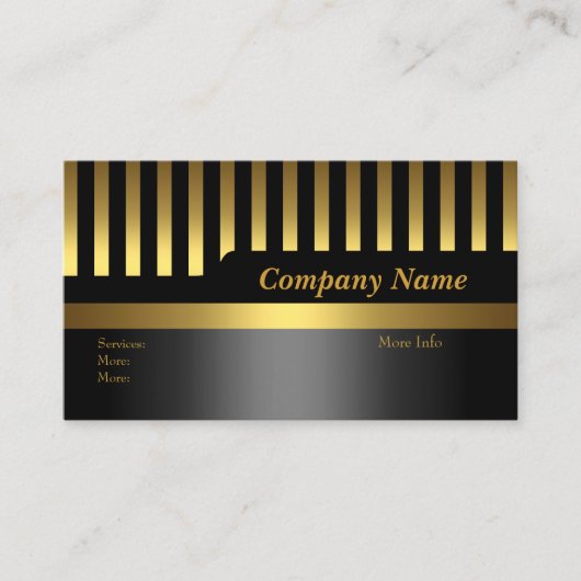 Carte de visite entreprise Stripe Noir Or (Devant)