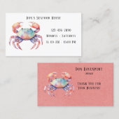 Carte De Visite Entreprise tendance de crabe d'aquarelle / Restaur (Devant / Derrière)