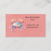 Carte De Visite Entreprise tendance de crabe d'aquarelle / Restaur (Dos)