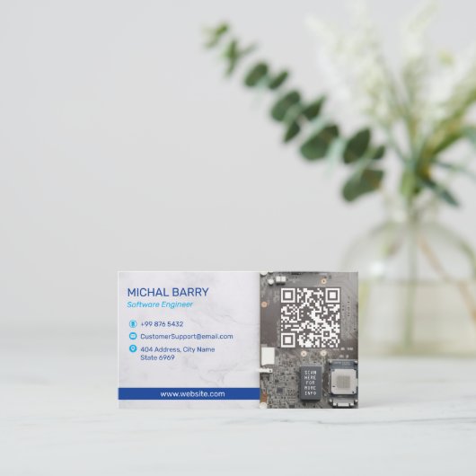 Carte De Visite Entreprises de réparation informatique | Code-barr (Debout devant)