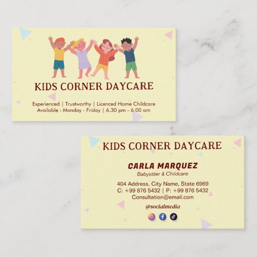 Carte De Visite Entreprises professionnelles | garderie autorisée (Devant / Derrière)