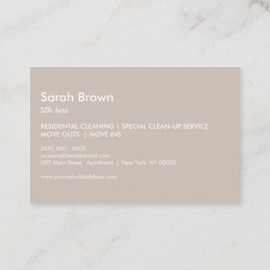 Carte De Visite Entretien de la maison de nettoyage (Dos)