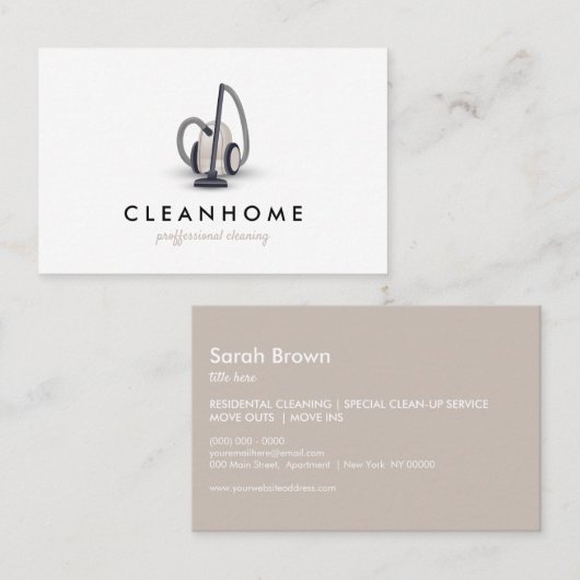 Carte De Visite Entretien de la maison de nettoyage (Devant / Derrière)