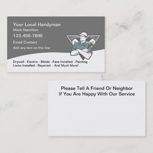 Carte De Visite Entretien de la maison Retro Handyman (Devant / Derrière)