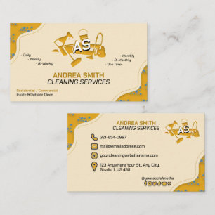 Carte De Visite Entretien de la maison Services commerciaux Jaune