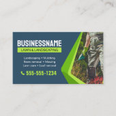 Carte De Visite Entretien de la pelouse d'excavation verte et bleu (Devant)