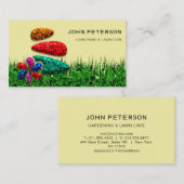 Carte De Visite Entretien de la pelouse Jardinage Paysage Fleurs d (Devant / Derrière)