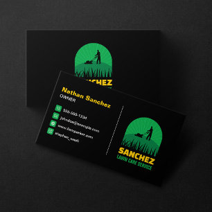 Carte De Visite Entretien de pelouse jardinage tonte Black Green Y