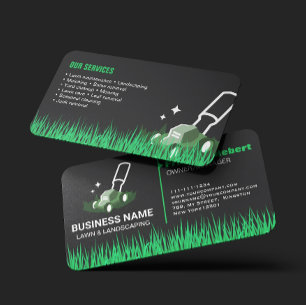 Carte De Visite Entretien de pelouse noir vert professionnel et am
