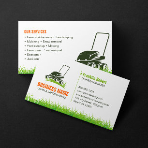 Carte De Visite Entretien de pelouse paysagiste vert orange profes
