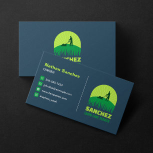 Carte De Visite Entretien de pelouse vert bleu professionnel Jardi