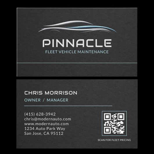 Carte De Visite Entretien de Véhicules de Flotte Code QR Professio