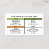 Carte De Visite Entretien des arbres et de la pelouse (Dos)