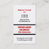 Carte De Visite Entretien industriel de service de nettoyage (Dos)