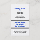 Carte De Visite Entretien industriel de service de nettoyage (Dos)