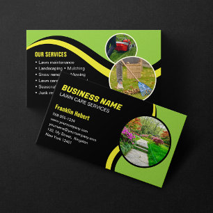 Carte De Visite Entretien paysager Black Green Lawn Care Aménageme