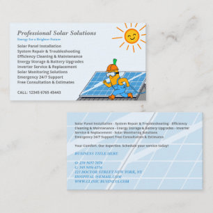 Carte De Visite Entretien Propre Installation de Panneau Solaire D