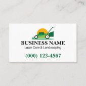 Carte De Visite Entretien simple de la pelouse verte et paysage (Devant)