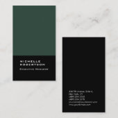 Carte De Visite Épais élégant moderne vert foncé noir (Devant / Derrière)