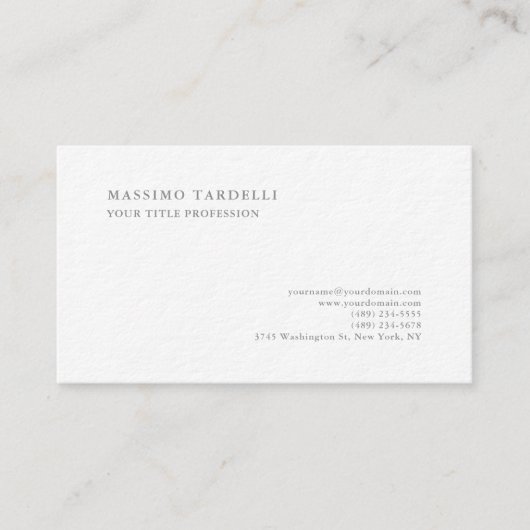 Carte De Visite Épais Luxueux Classique Simple Professionnel (Devant)