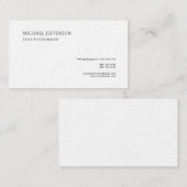 Carte De Visite Épais Premium Moderne Élégant Blanc Simple (Devant / Derrière)