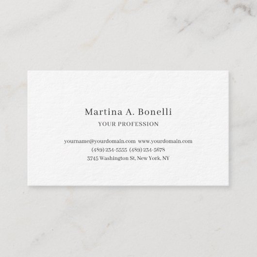 Carte De Visite Épais Premium Unique Élégant Plain Simple Spécial (Devant)