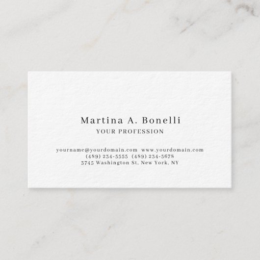 Carte De Visite Épais Premium Unique Élégant Plain Simple Spécial (Devant)
