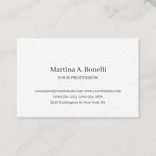 Carte De Visite Épais Premium Unique Élégant Plain Simple Spécial (Devant)
