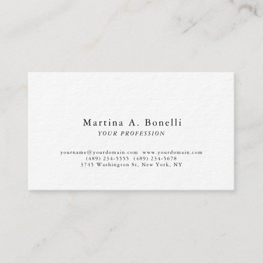 Carte De Visite Épais Premium Unique Élégant Plain Simple Spécial (Devant)