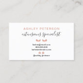 Carte De Visite Epaules en or rose chic moderne gris tendance (Dos)