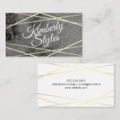 Carte De Visite Epelle blanche géométrique or brillant avec marbre (Devant / Derrière)