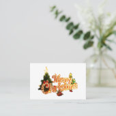 Carte De Visite Éperche de Noël d'or - Arbre de fête (Debout devant)